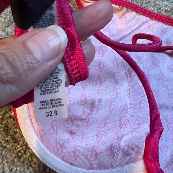 Bright pink rhinestone Victorias Secret bikini. Medium bottom. 32B Top like new. - Picture 5 of 5
